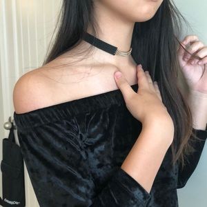 Crushed Velvet Off-the-Shoulder Top